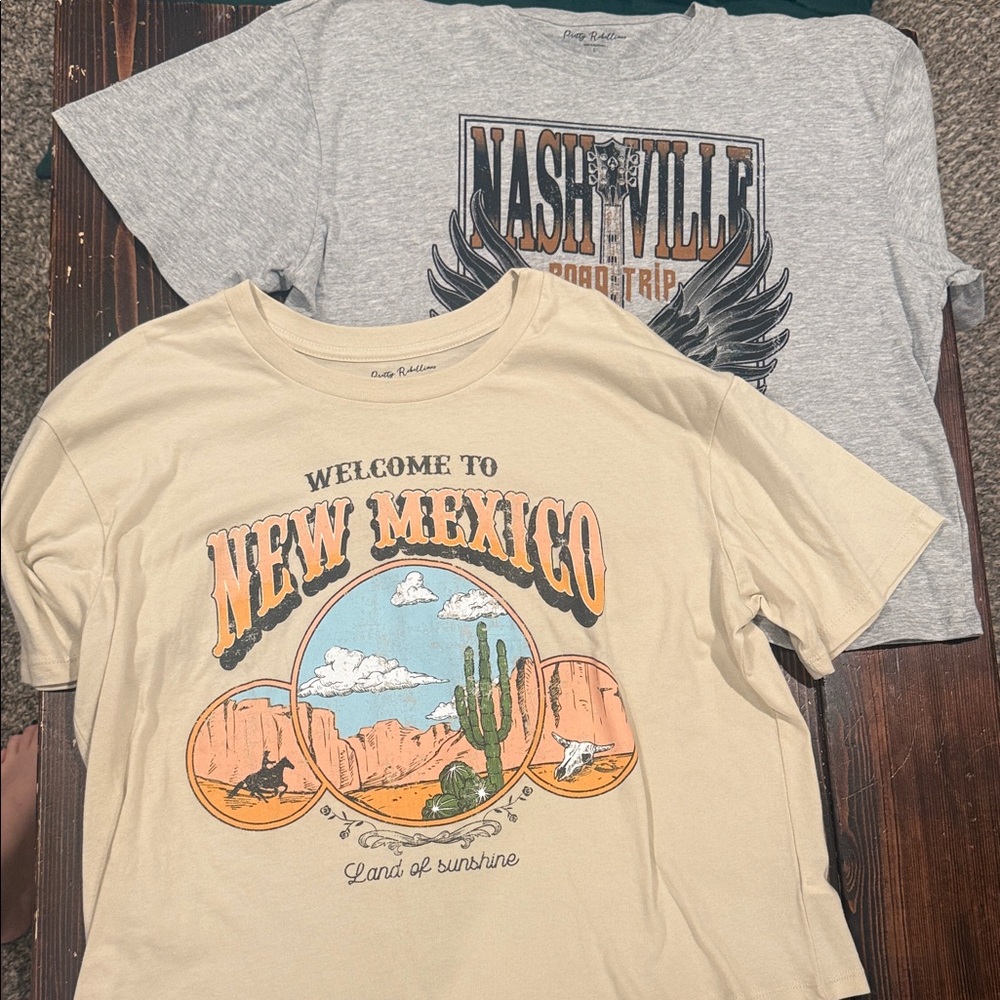 New Mexico and Nashville Graphic Crop  T-Shirts